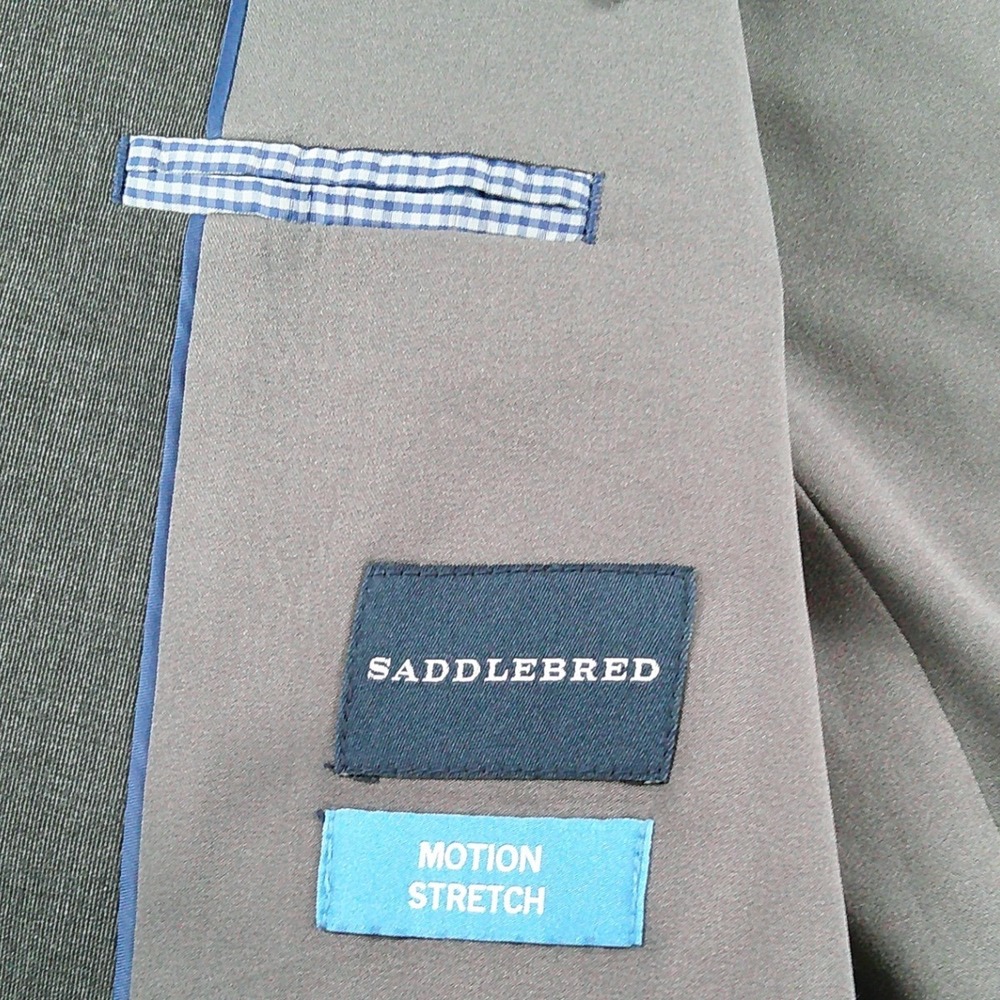 Saddlebred Sport Coat Mens 40L Grey Motion Stretch Two Button Blazer - Picture 5 of 11